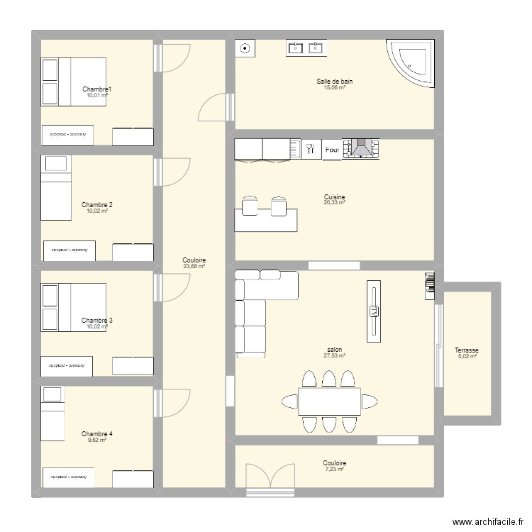 maison 1. Plan de 10 pièces et 139 m2