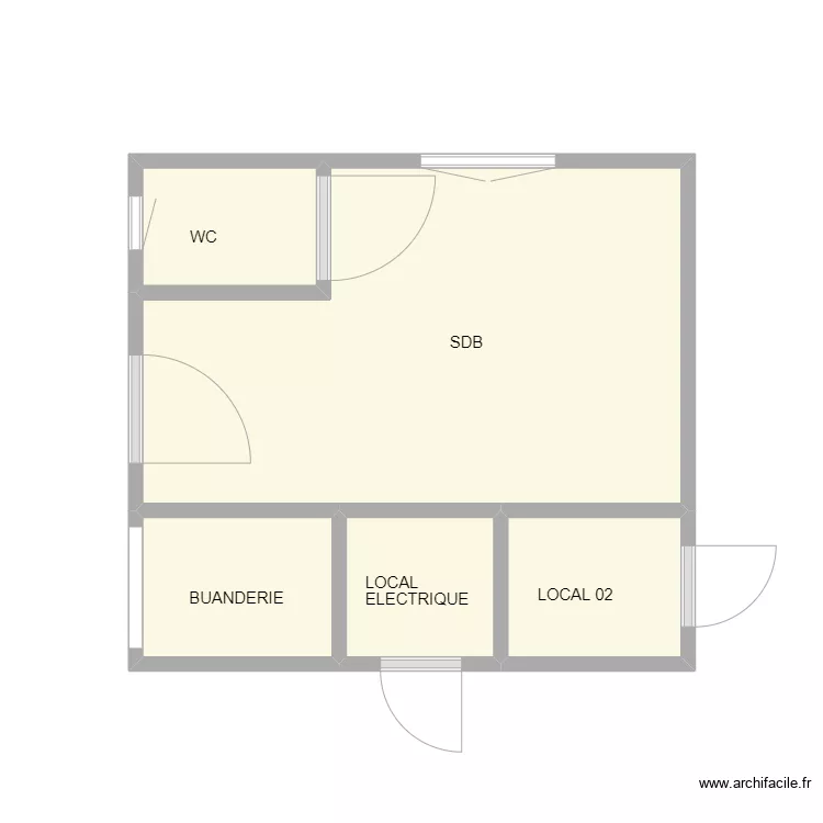 POUSSAN MAS SDB. Plan de 5  et 14 m²
