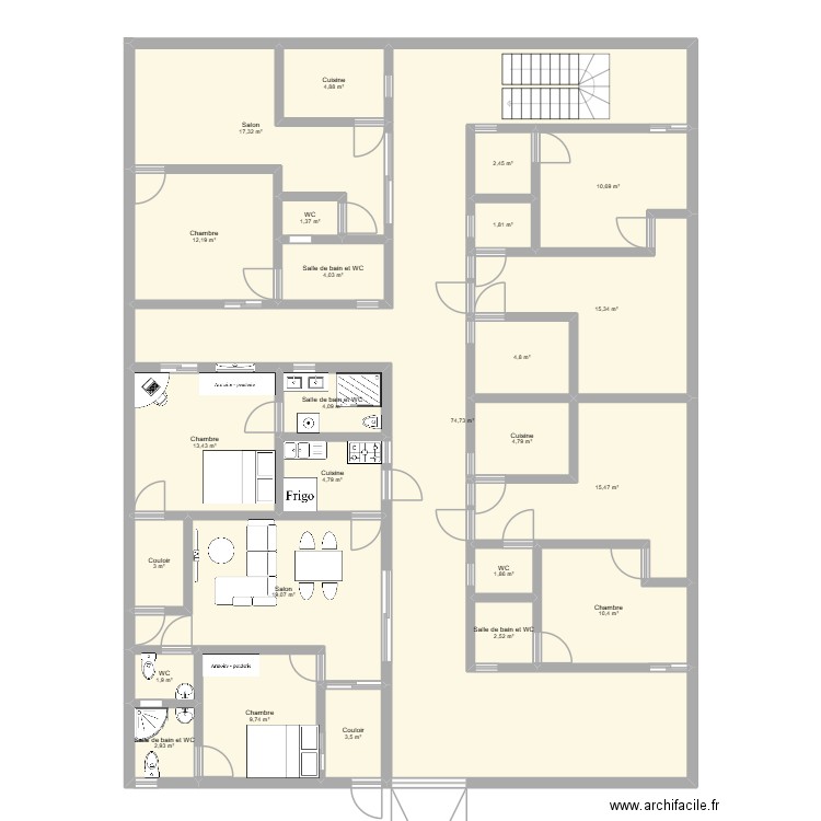 IMMEUBLE SONGON M'BRATTE BILE. Plan de 25 pièces et 247 m2