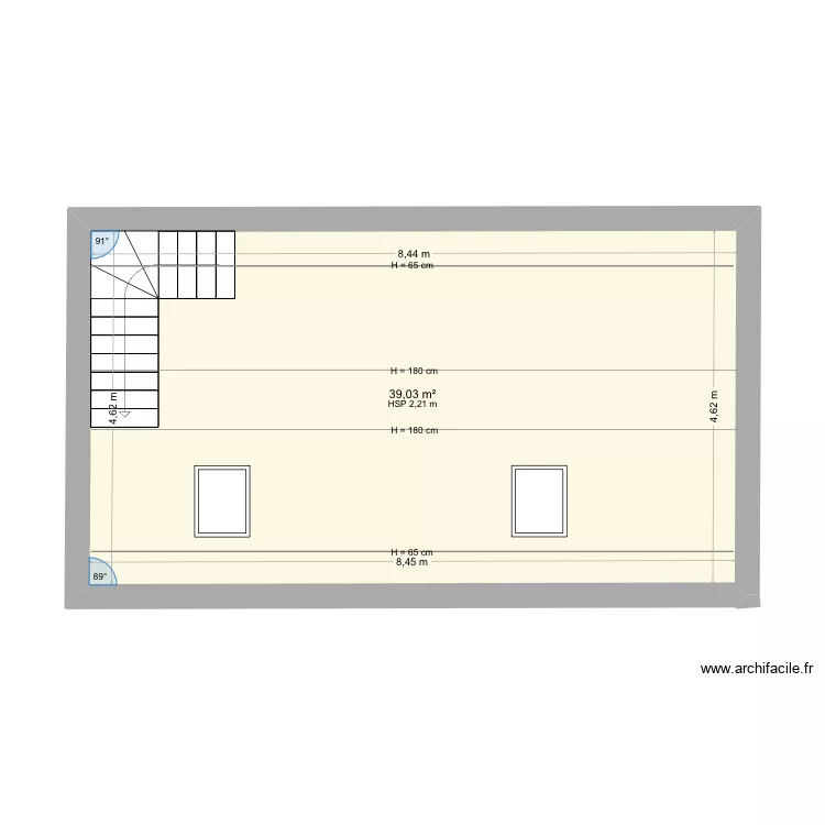 DABO 2EME &Eacute;TAGE A R&Eacute;NOVER. Plan de 1  et 39 m²