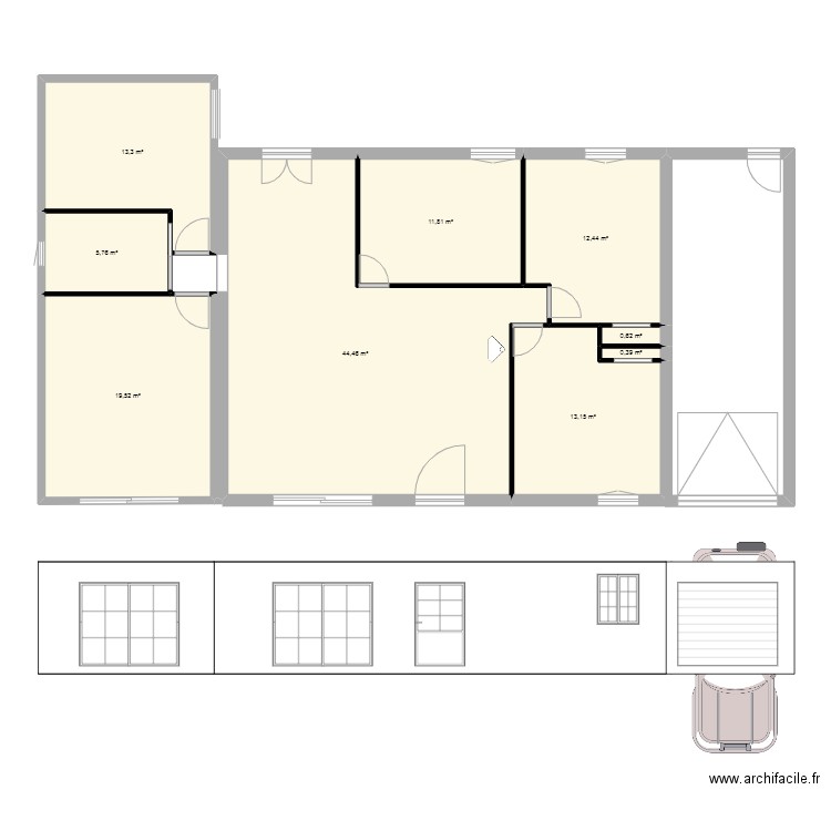 tertre grohan. Plan de 9 pièces et 121 m2