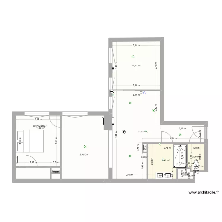 prudent projet. Plan de 10  et 74 m²