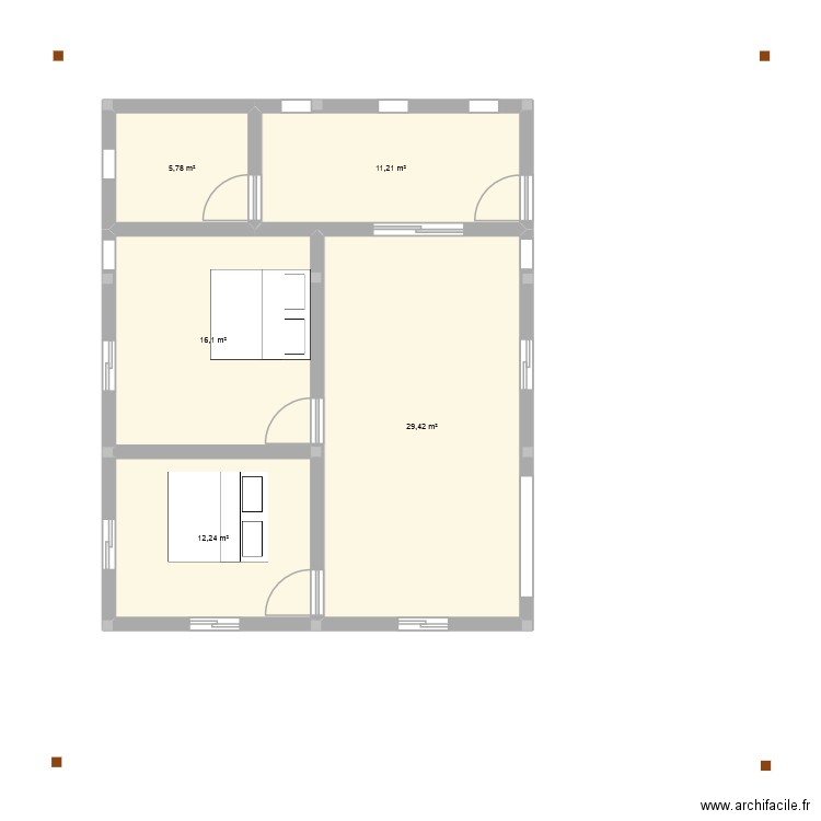 Maison Seka. Plan de 5 pièces et 75 m2