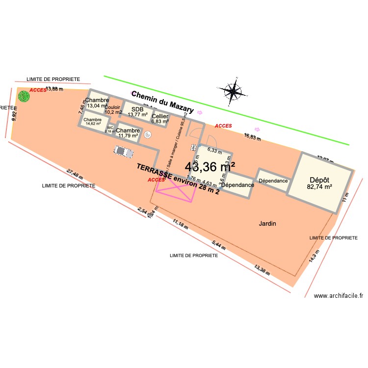 PLAN DE MASSE RIOTORD TERRASSE. Plan de 10 pièces et 221 m2