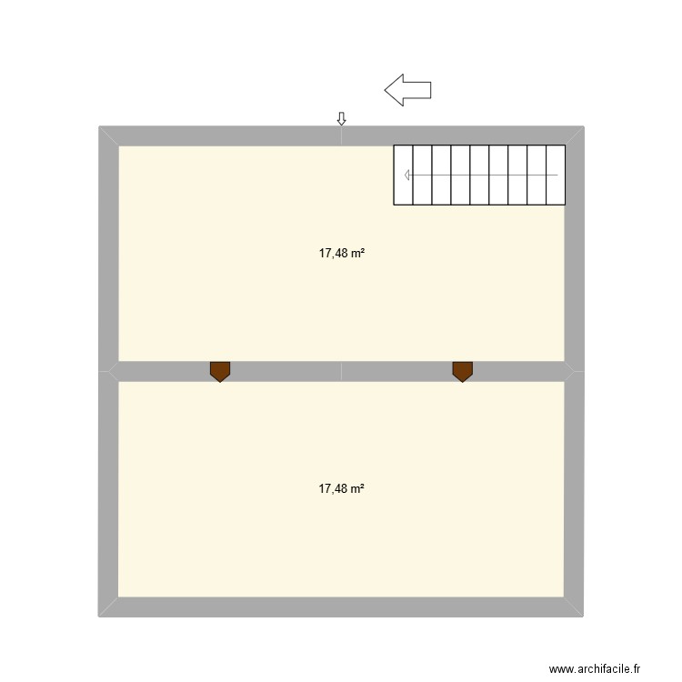 combles / 2e etg. Plan de 2 pièces et 35 m2