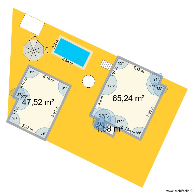 extérieur_v1. Plan de 3 pièces et 114 m2