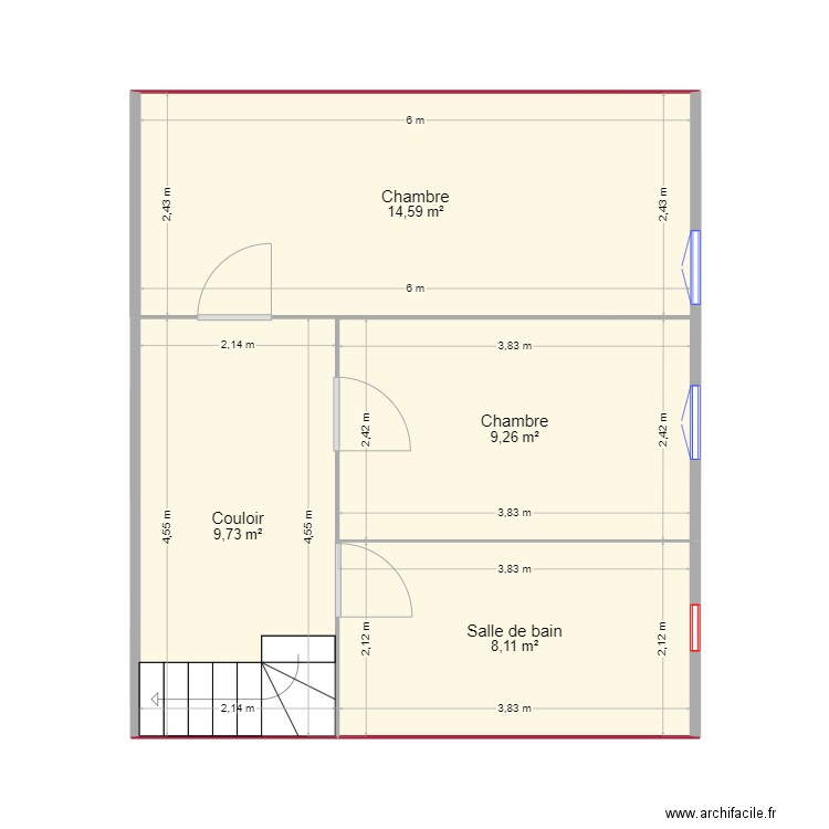 Appartement 2. Plan de 7 pièces et 80 m2