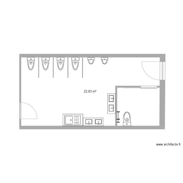 Toilettes PMR. Plan de 0 pièce et 0 m2