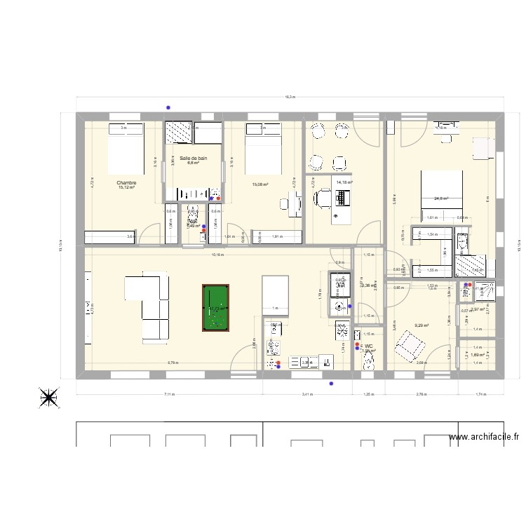 plan Bati concept3. Plan de 12 pièces et 144 m2