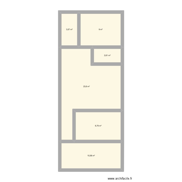 logement. Plan de 6 pièces et 58 m2