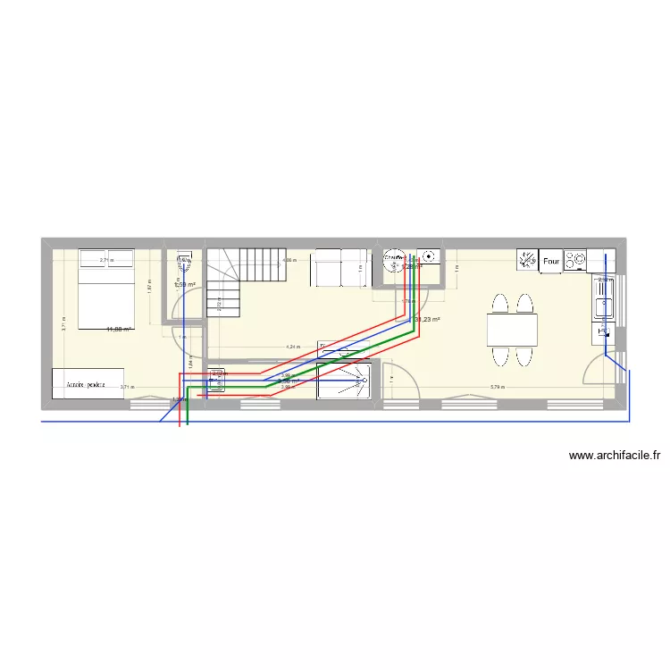 logement. Plan de 5  et 50 m²