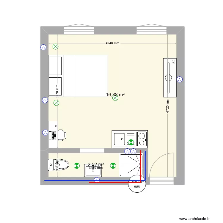 studio 9. Plan de 2 pièces et 19 m² studio 9. Plan de 2 pièces et 19 m²