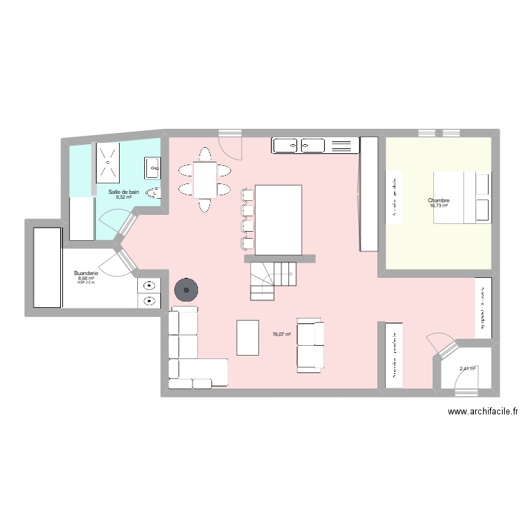 Etage 1 - Granges-MArnand. Plan de 5 pièces et 113 m2