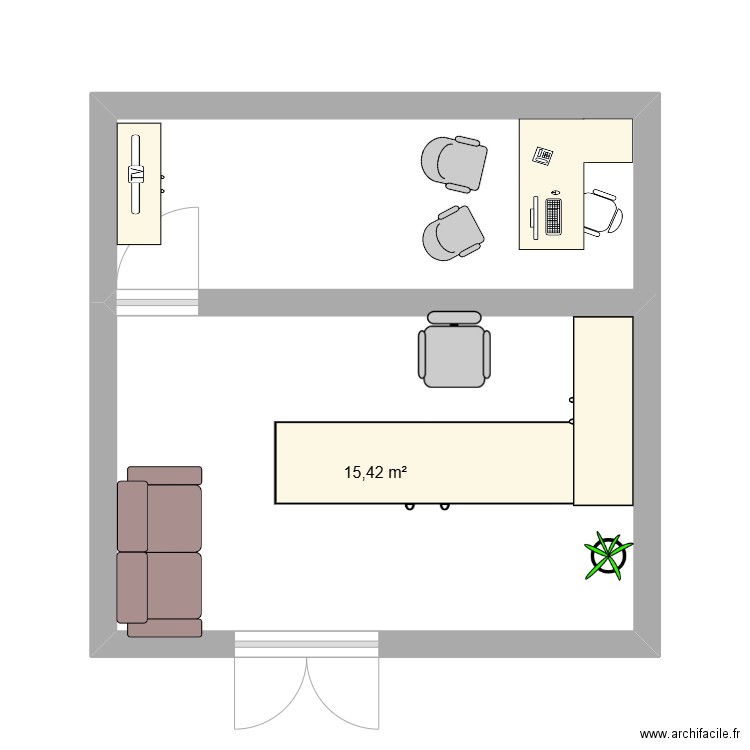 EDF. Plan de 1 pièce et 15 m2