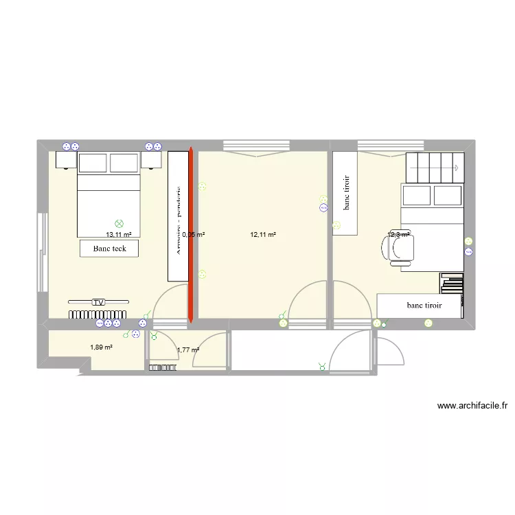 Espace nuit 2. Plan de 6 et 41 m² Espace nuit 2. Plan de 6 et 41 m²