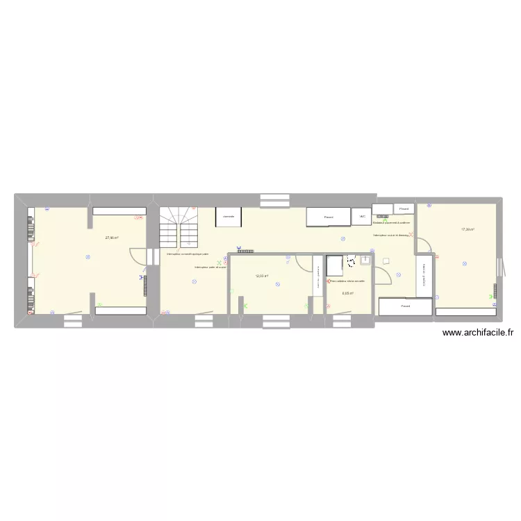 Etage La Lande. Plan de 5 Pièces et 107 m²