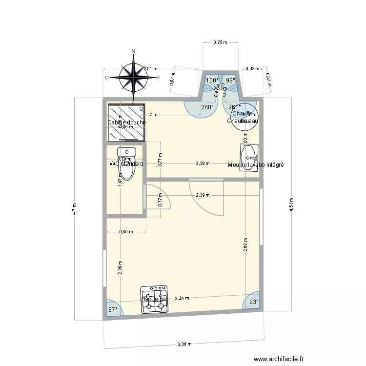 maison n&deg;2. Plan de 3  et 14 m²