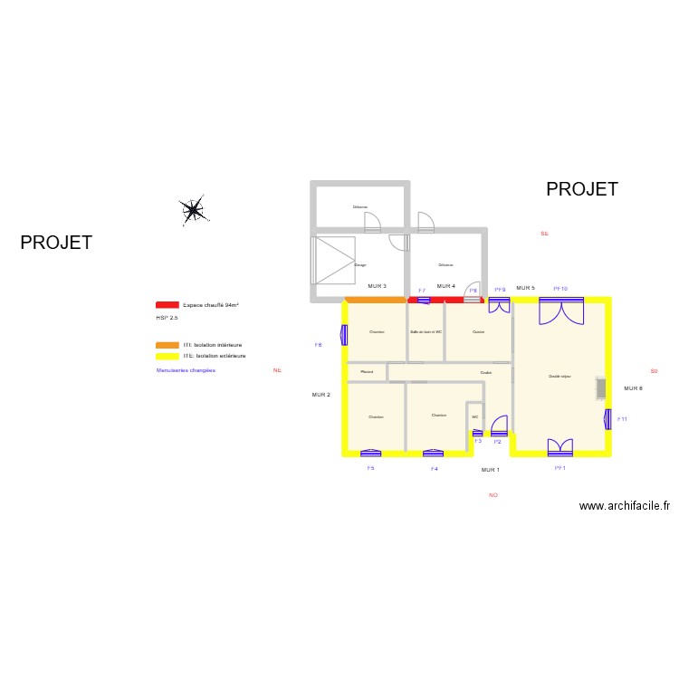 SERGENT_ Projet. Plan de 12 pièces et 132 m2