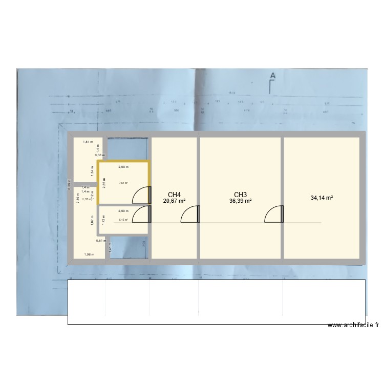 6AA_ETAGE. Plan de 6 pièces et 116 m2
