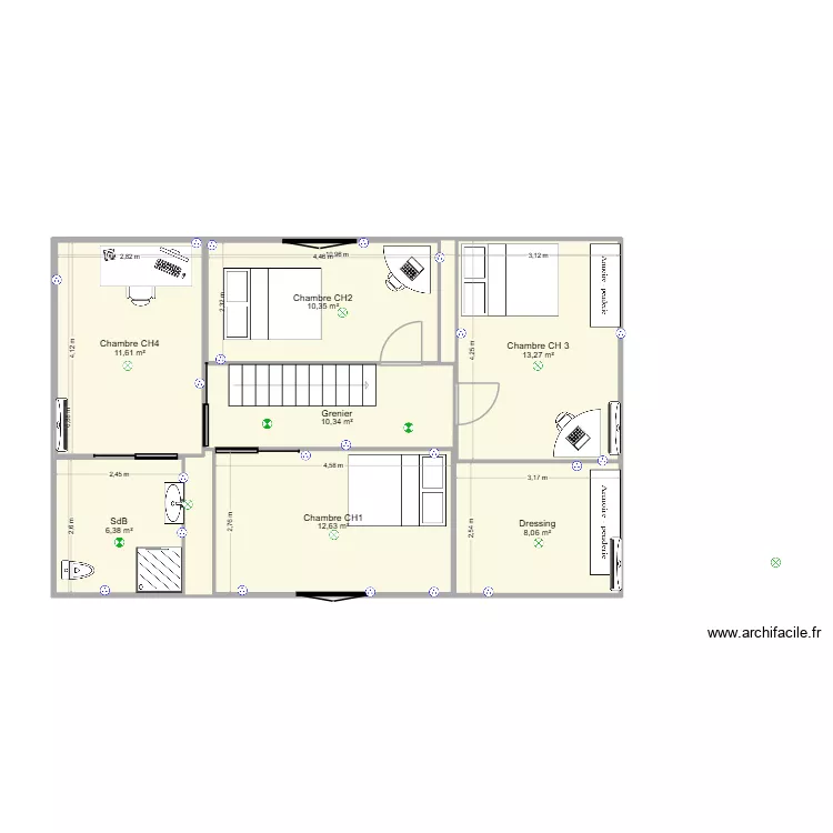 Niveau3_Electrique. Plan de 7  et 138 m²