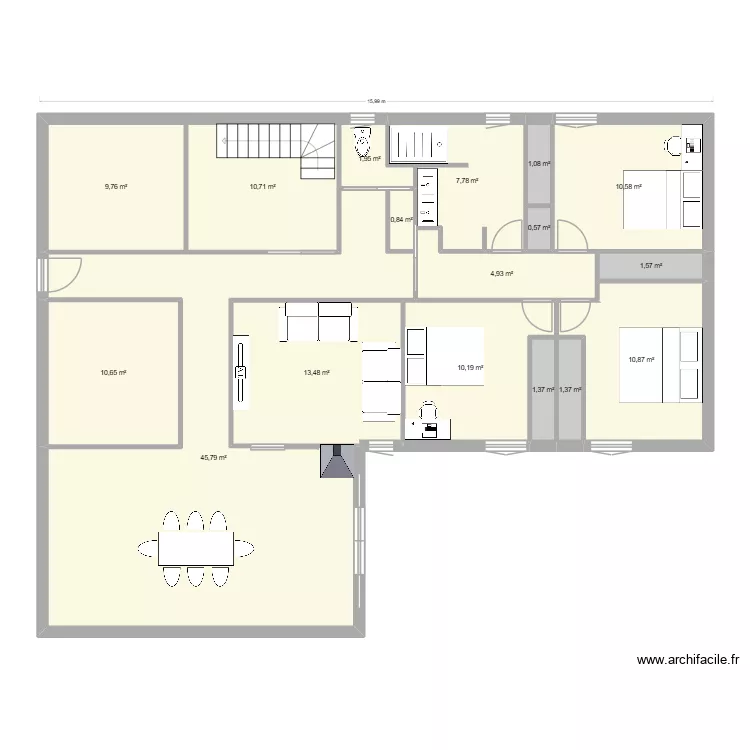 chalet bis. Plan de 17  et 144 m²