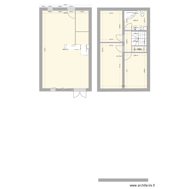 77 square vincent van gogh V3. Plan de 5 pièces et 90 m2