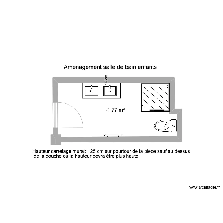 Salle de bain enfants . Plan de 