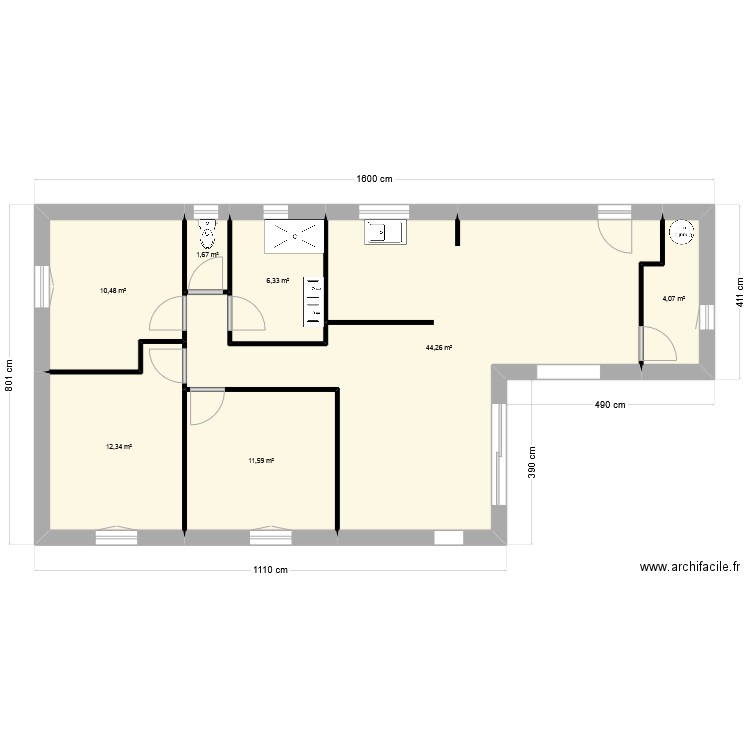 3 VDC. Plan de 7 pièces et 91 m2