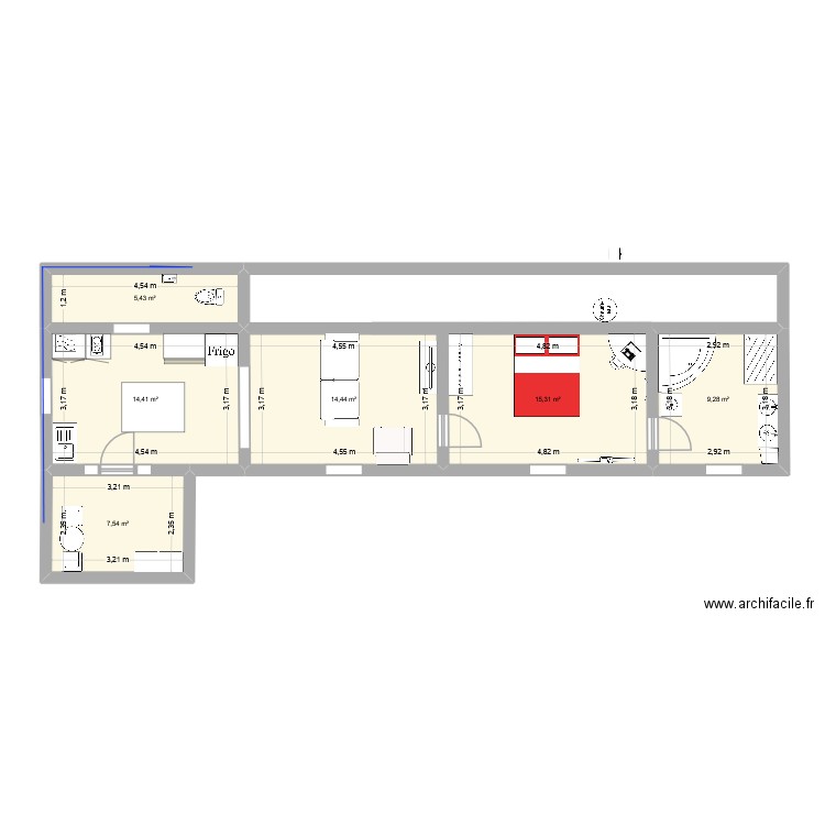 idée 2. Plan de 6 pièces et 66 m2