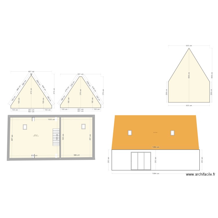 BATIMENT AUQUEMESNIL GITE bis. Plan de 3 pièces et 80 m2