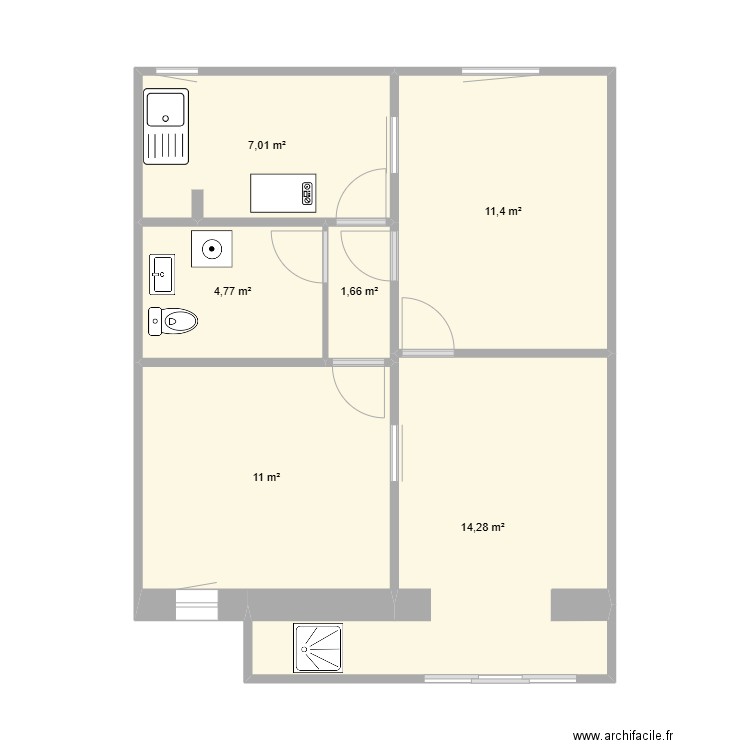Erquy SS. Plan de 6 pièces et 50 m2