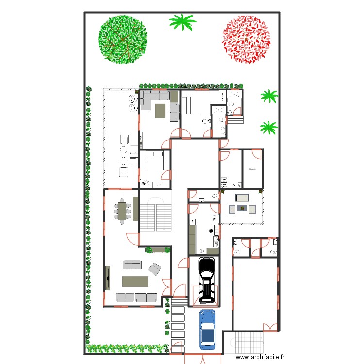 Plan Aménagement villa 20x35 RDC 01. Plan de 30 pièces et 327 m2