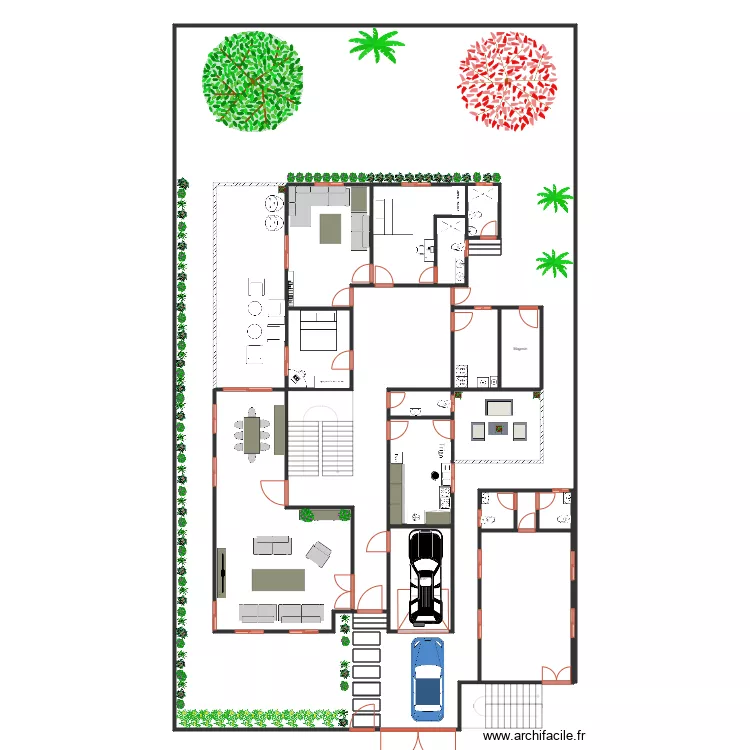 Plan Am&eacute;nagement villa 20x35 RDC 01. Plan de 