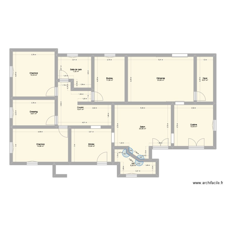 Guercet. Plan de 12 pièces et 151 m2
