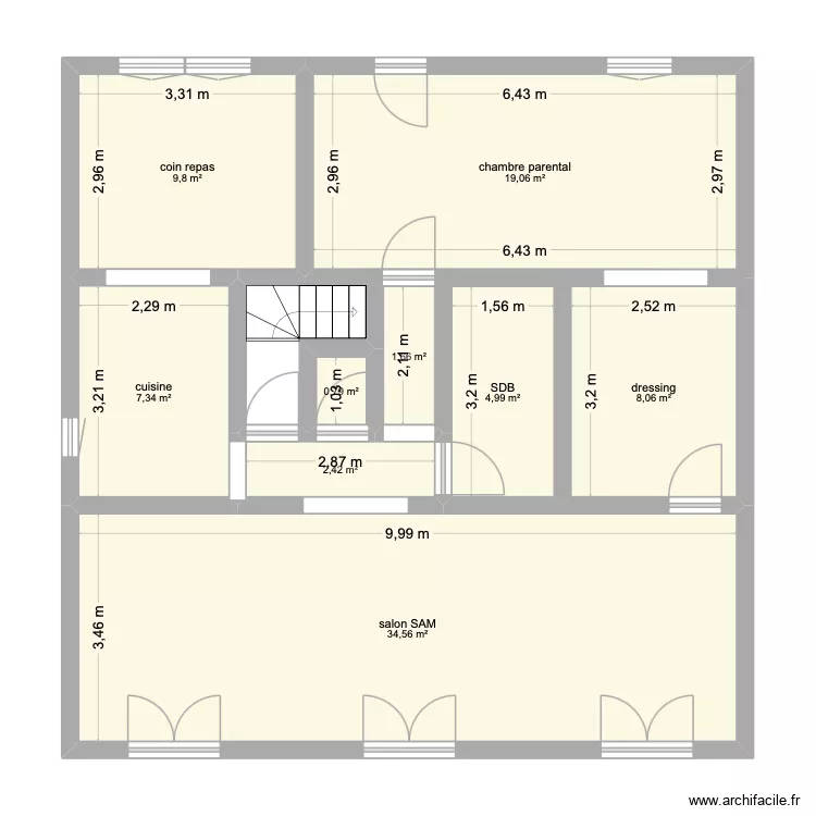 RDC sublignpy. Plan de 9 Pièces et 89 m²