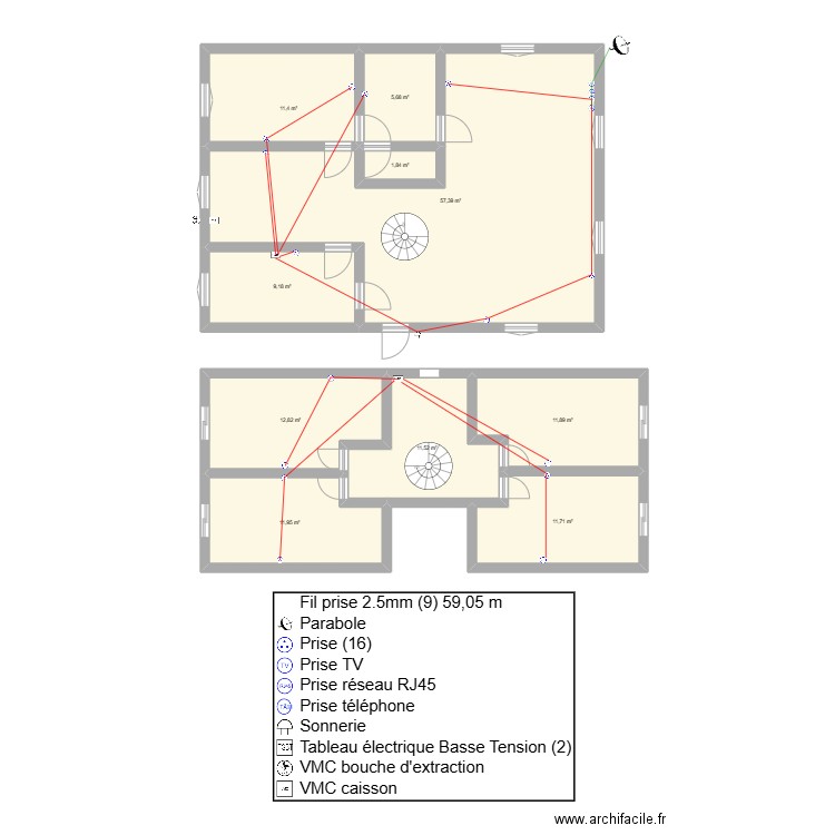 eclairage aep. Plan de 10 pièces et 145 m2
