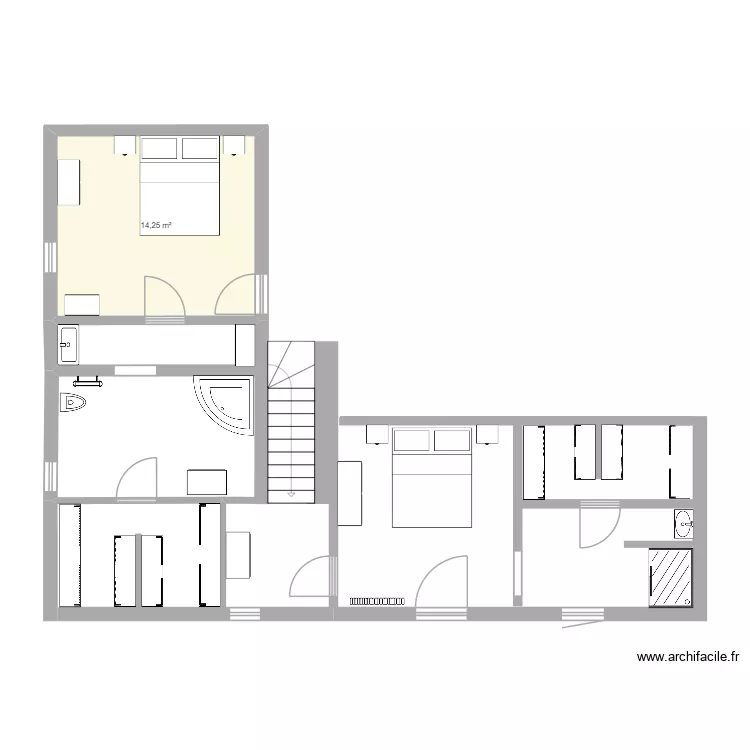 chambre 1er étage. Plan de 1 et 14 m² chambre 1er étage. Plan de 1 et 14 m²