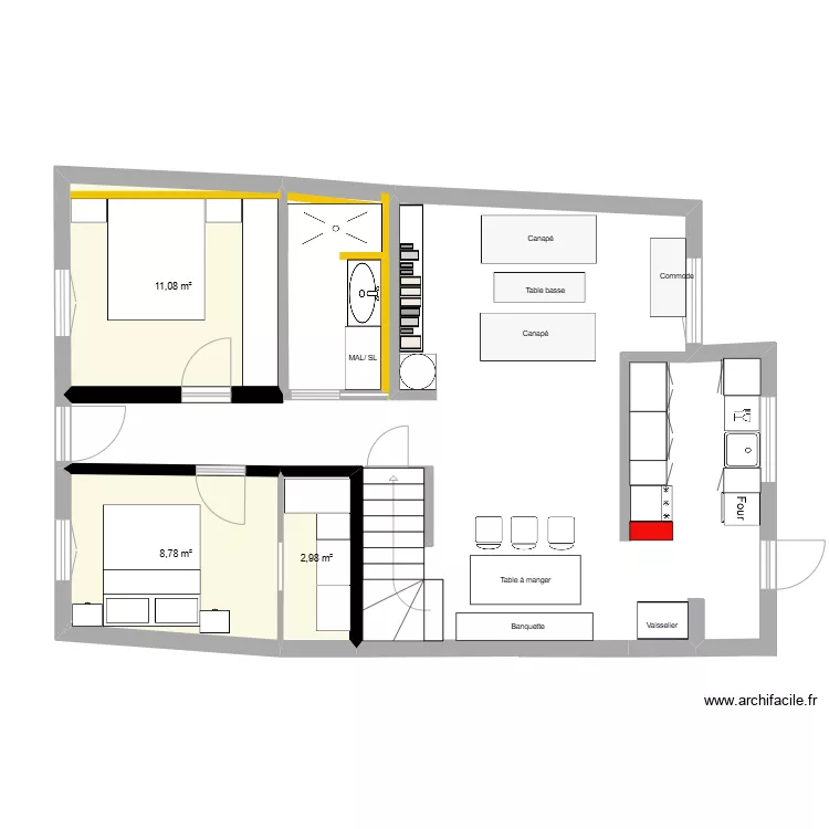 Maison 7 eme version plan. Plan de 