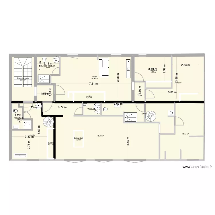 marche 3 appart. Plan de 15  et 166 m²