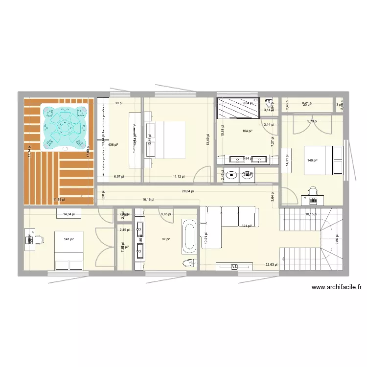 206 &Eacute;tage. Plan de 11 pièces et 122 m²