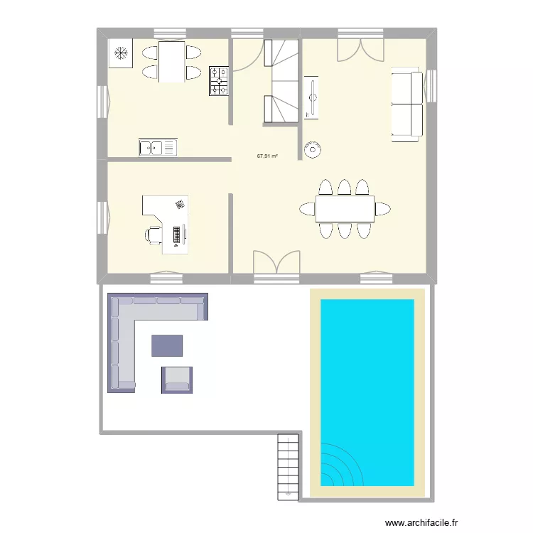 projet terrasse. Plan de 1  et 68 m²