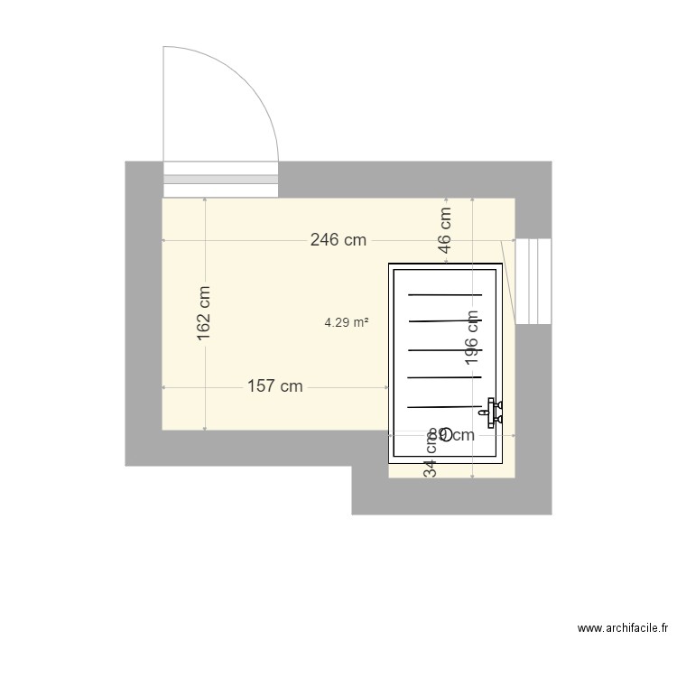 vainqueur. Plan de 1 pièce et 4 m2