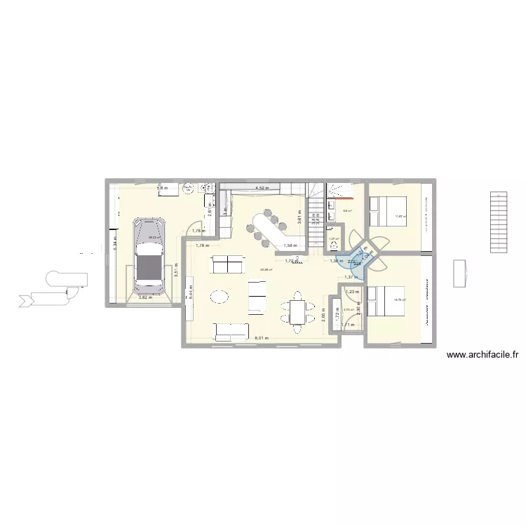 maison garage 2 ch  petit hall. Plan de 
