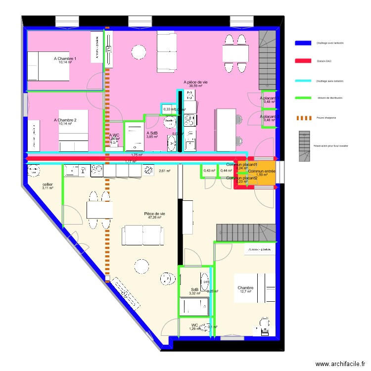 immo franco suisse projet. Plan de 25 pièces et 298 m2