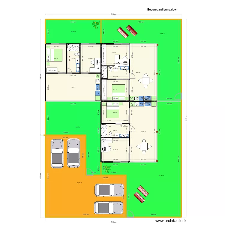 Beauregard bungalow 3x T2 Permis. Plan de 16  et 414 m²