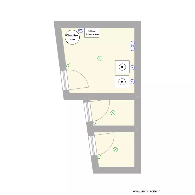 tr&eacute;vignon_d&eacute;pendance. Plan de 2 pièces et 12 m²