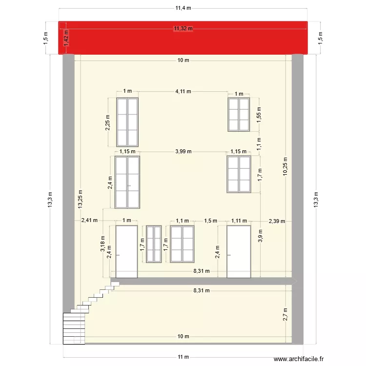 210m2 fa&ccedil;ade Est Projet. Plan de 