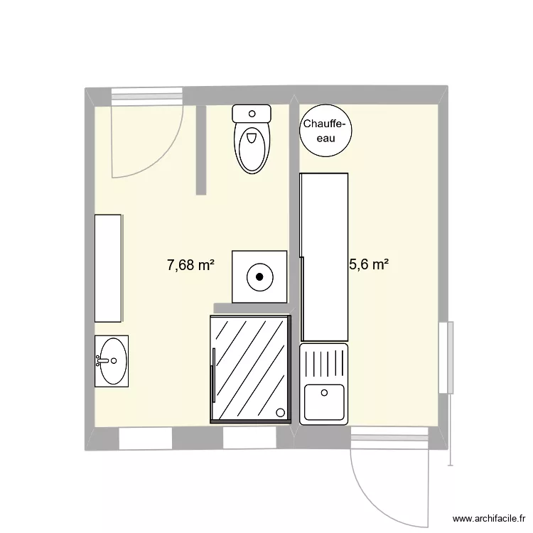 SDB chêne v5. Plan de 2 et 13 m² SDB chêne v5. Plan de 2 et 13 m²