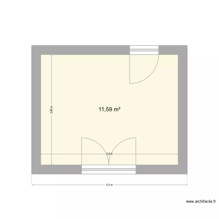 cuisine. Plan de 1  et 12 m²