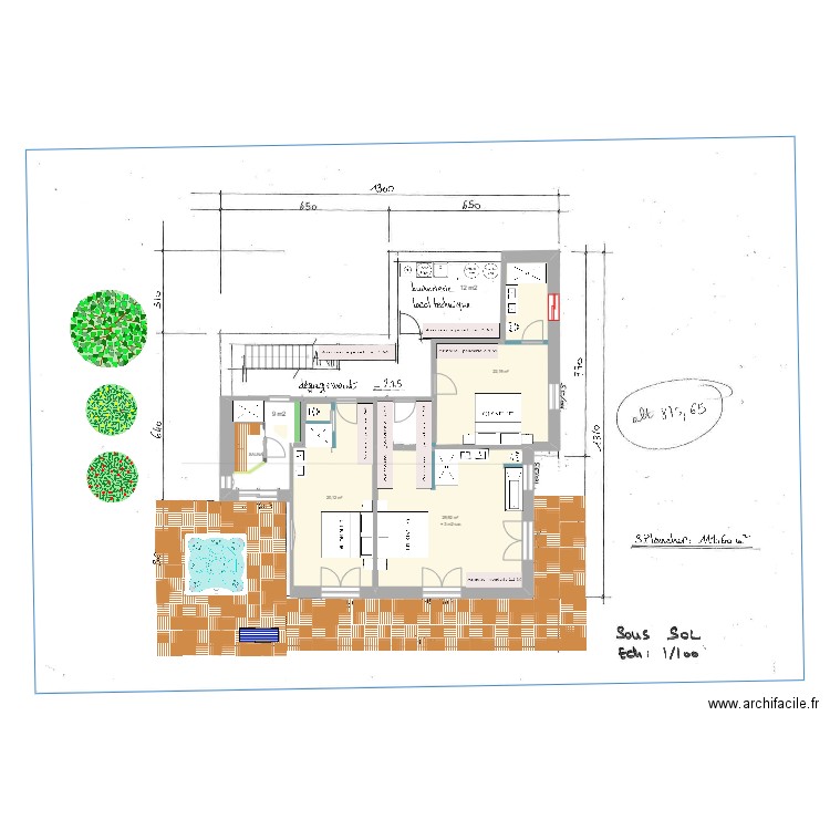 REZ JARDIN SAMOENS 3CH+SAUNA V2. Plan de 4 pièces et 74 m2